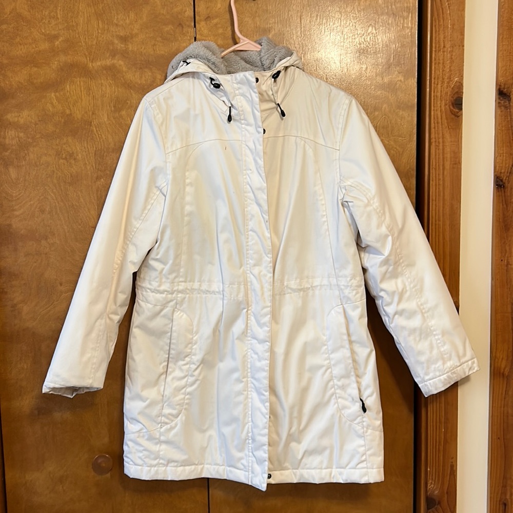 L.L. Bean White Hooded Insulated Women's Coat